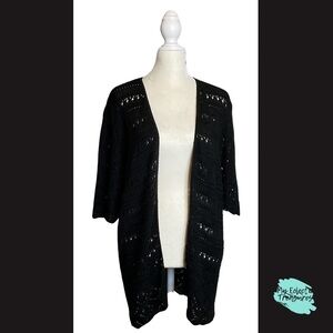 Christopher & Banks Black Open-Front Cardigan PXL
